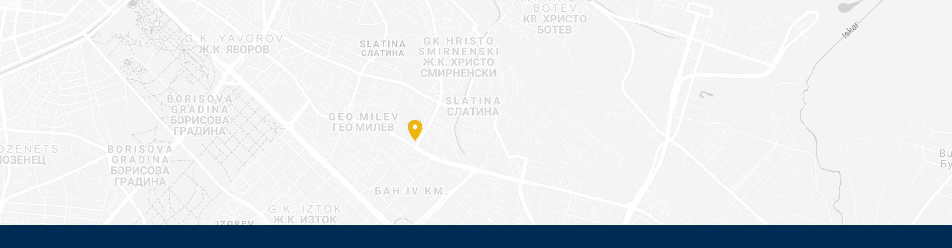 Карта на район Слатина с маркиран централен ориентир.
